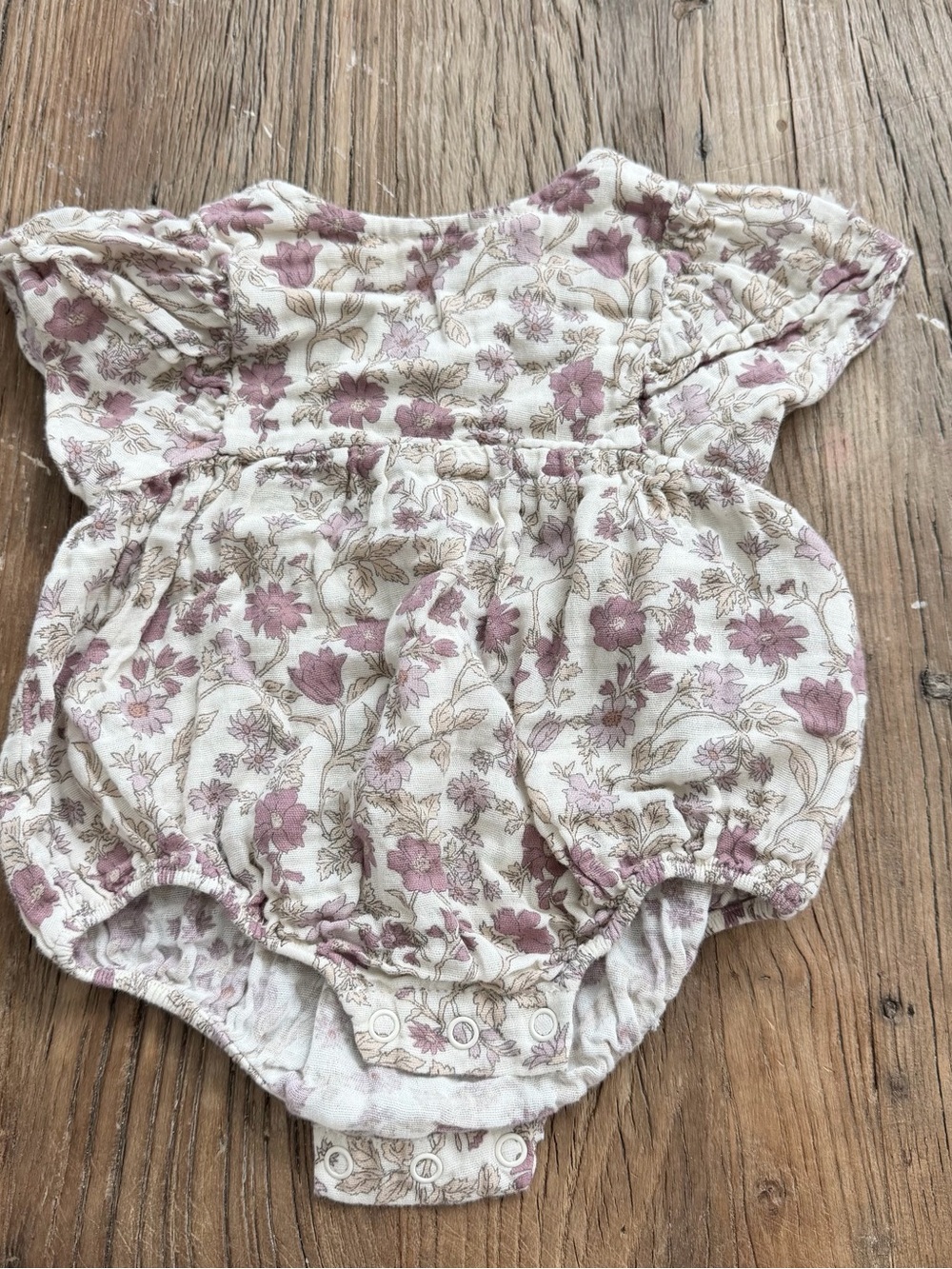 Rylee + Cru Cream Romper with Mauve Floral Motif